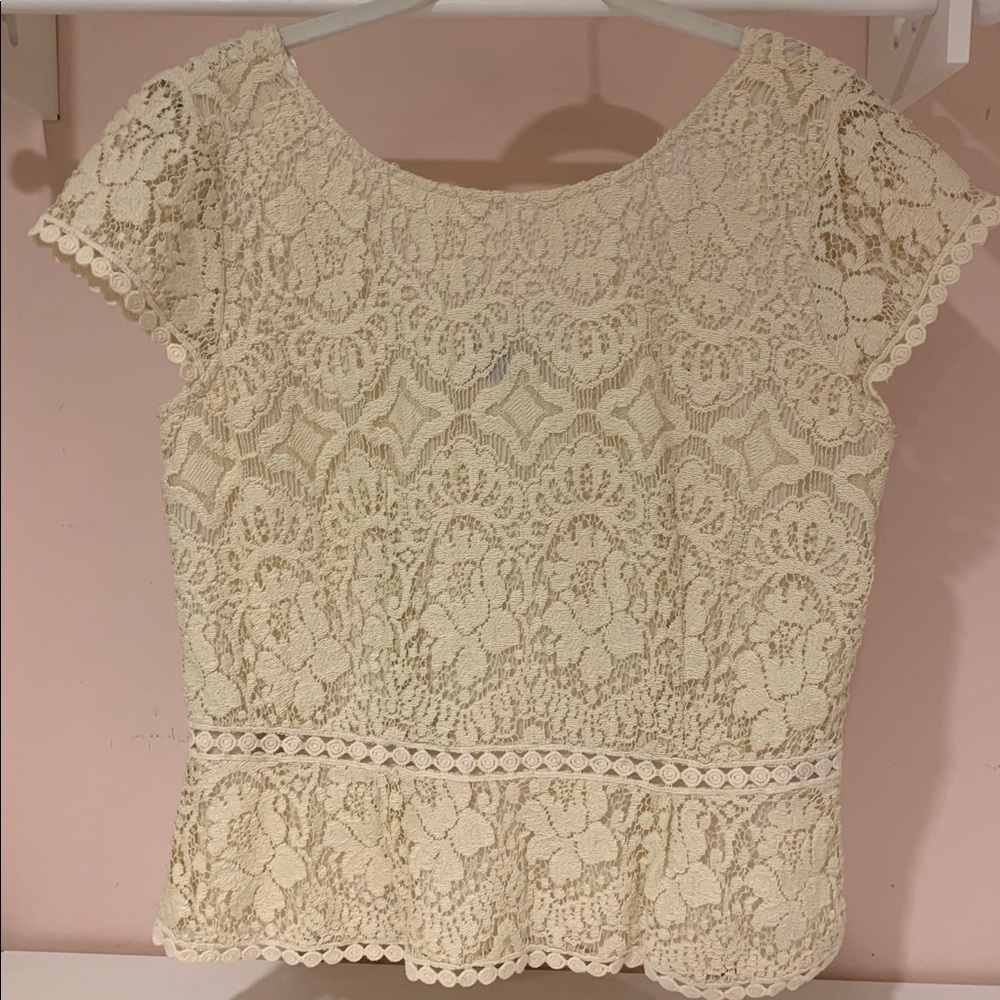 Ann Taylor lace peplum top